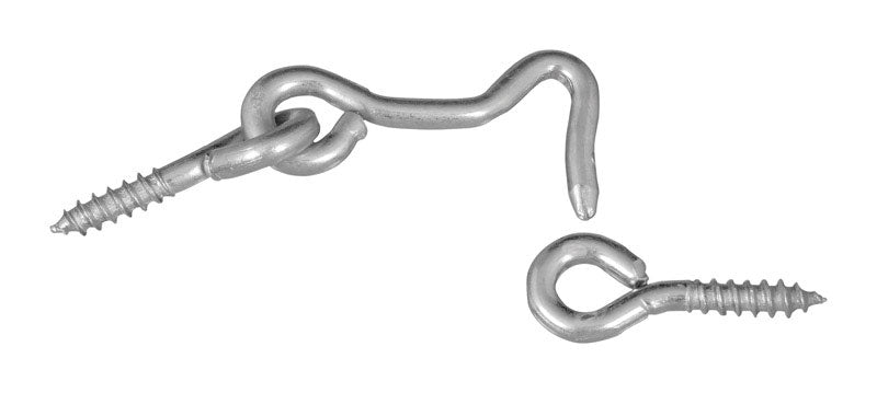 National Hardware Small Zinc-Plated Silver Steel 1-1/2 in. L Hook and Eye 2 pk