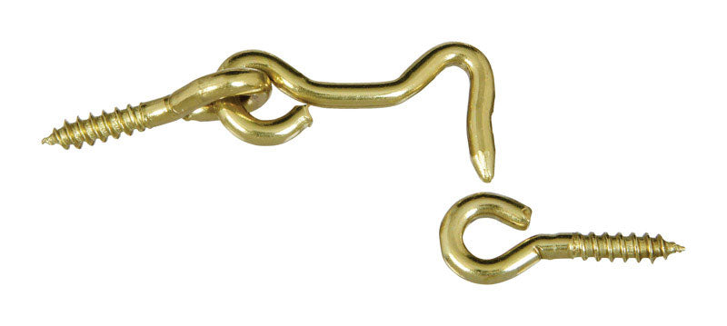 National Hardware Small Gold Solid Brass 1-1/2 in. L Hook and Eye 1 pk