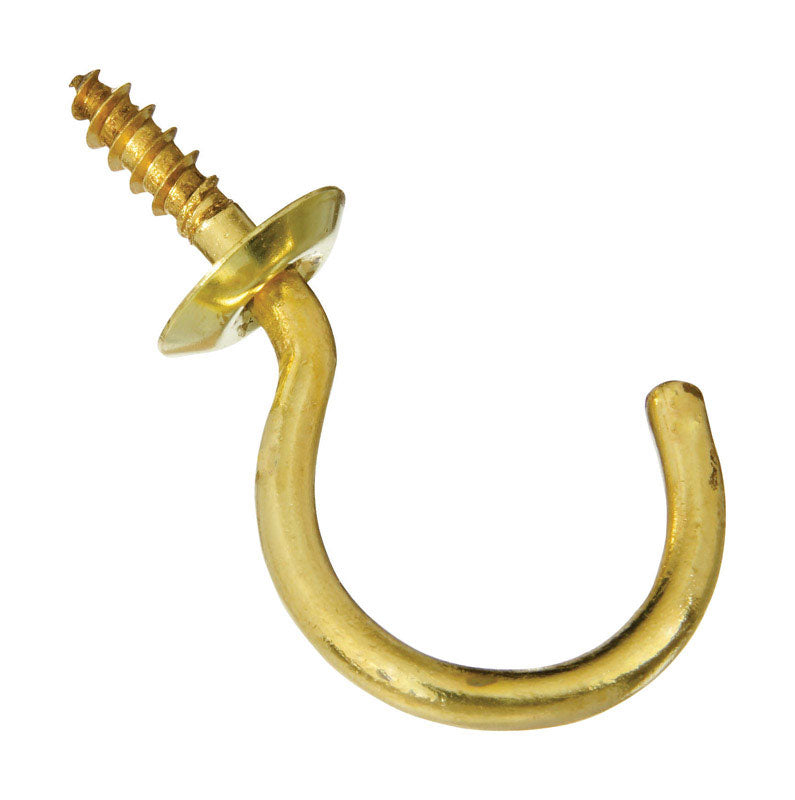 National Hardware Small Gold Solid Brass .1.25 in. L Cup Hook 15 lb 1 pk