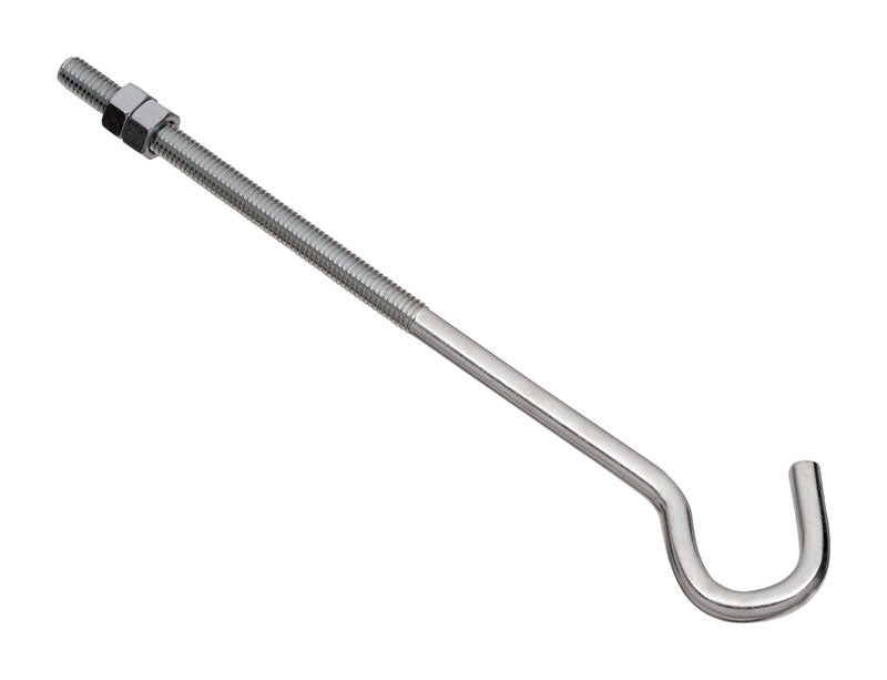 National Hardware Zinc-Plated Silver Steel 10 in. L Hook Bolt 135 lb 1 pk (Pack of 10)