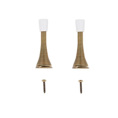 National Hardware 3 in. L Steel w/Rubber Tip Antique Brass Gold Spring Door Stop Mounts to wall .75