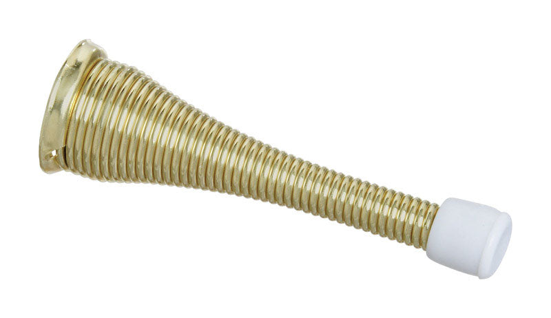 National Hardware 3 in. W Steel w/Rubber Tip Brass Spring Door Stop Mounts to wall .75 in.