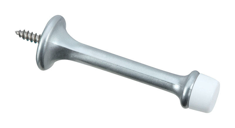 National Hardware 3 in. L Zinc w/Rubber Tip Satin Chrome Silver Rigid Door Stop Mounts to wall .75 i