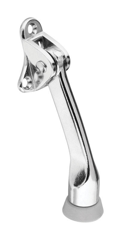 National Hardware Zinc w/Rubber Tip Chrome Silver Kick-Down Door Holder Mounts to door .75 in.