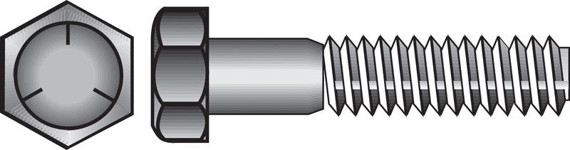 HILLMAN Tornillo de cabeza hexagonal de acero zincado tratado térmicamente, 1/2 pulg. de diámetro x 2 pulg. de largo, paquete de 50