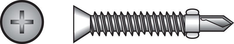 HILLMAN No. 12 Ga. X 2-1/2 in. L Phillips Flat Head Self-Drilling Screws 100 pk