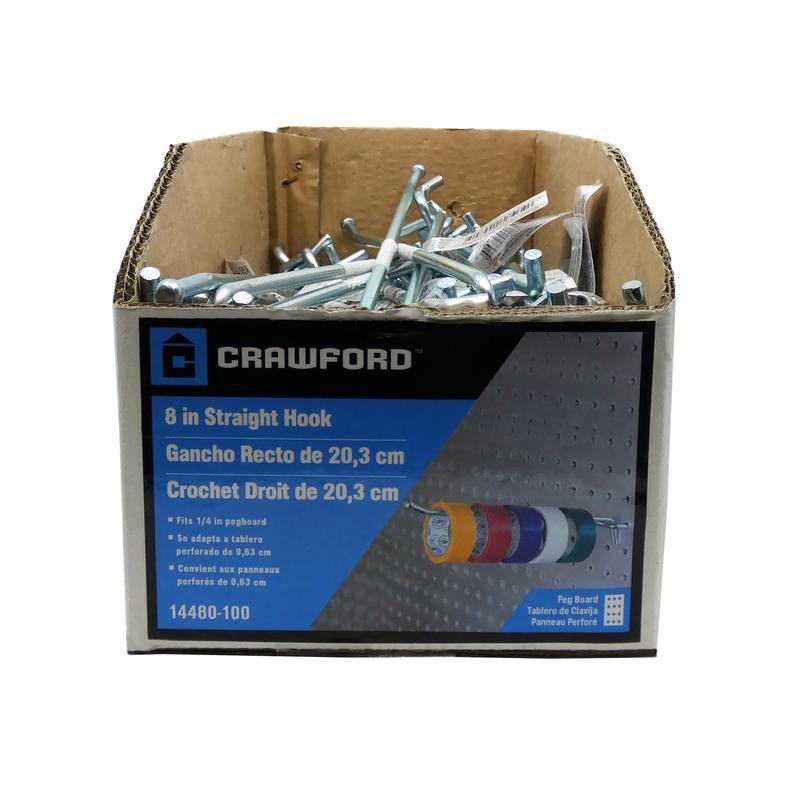 Ganchos de clavija Crawford de acero plateado galvanizado con zinc de 8 pulg., 1 ud.