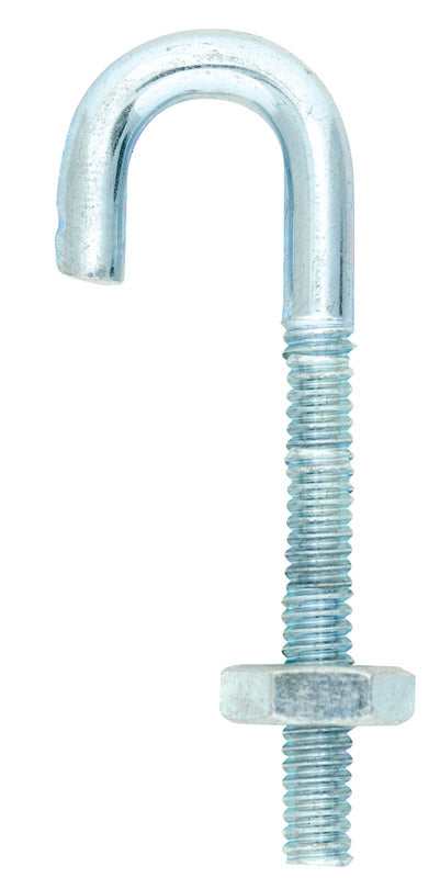 Hampton Medium Zinc-Plated Silver Zinc 0.625 in. L J-Bolt 110 lb 1 pk (Pack of 10)