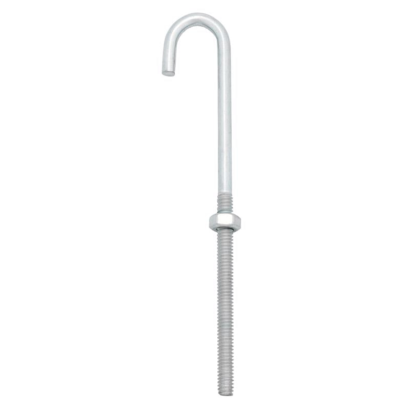 Hampton Small Zinc-Plated Silver Zinc 1 in. L J-Bolt 115 lb 1 pk (Pack of 10)