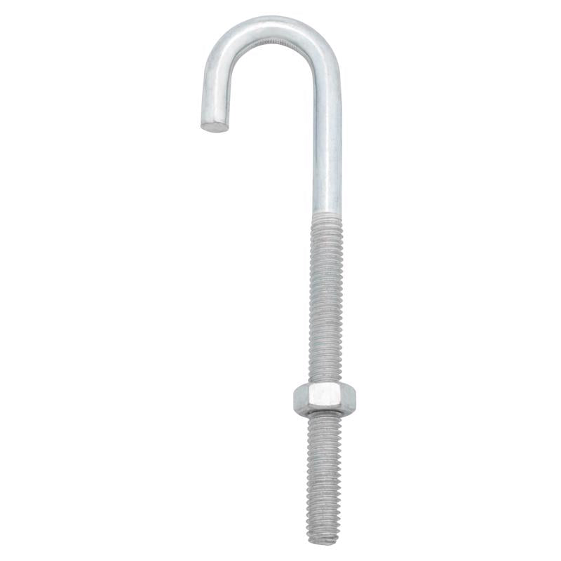 Hampton Medium Zinc-Plated Silver Zinc 5 in. L J-Bolt 150 lb 1 pk (Pack of 10)
