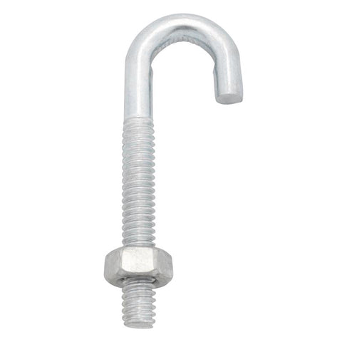 Hampton Small Zinc-Plated Silver Zinc 1 in. L J-Bolt 375 lb 1 pk (Pack of 10)