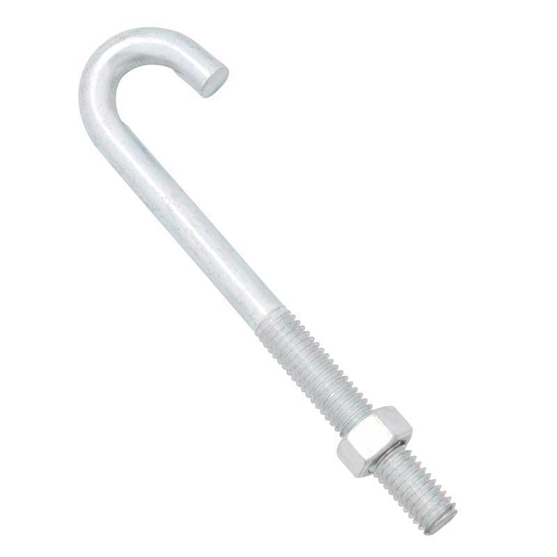 Hampton Small Zinc-Plated Silver Zinc 1 in. L J-Bolt 375 lb 1 pk (Pack of 10)