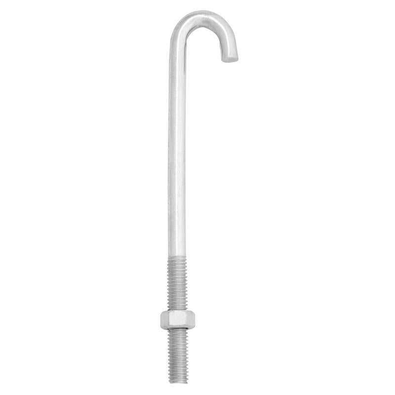 Hampton Small Zinc-Plated Silver Zinc 1 in. L J-Bolt 375 lb 1 pk (Pack of 10)