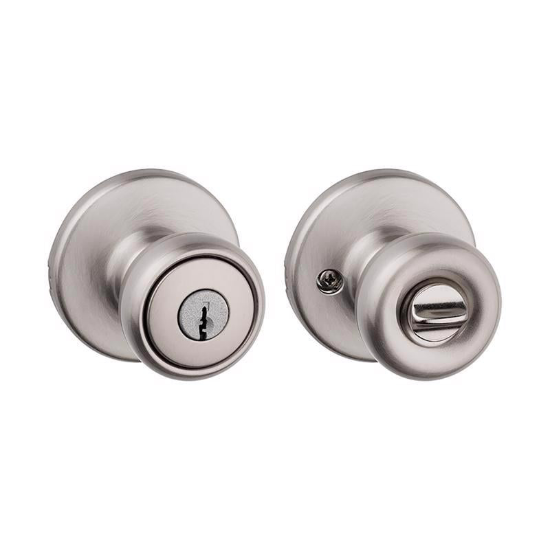 Kwikset Tylo Satin Nickel Entry Door Knob 1-3/4 in.