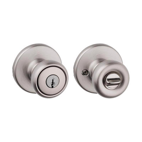 Kwikset Tylo Satin Nickel Entry Door Knob 1-3/4 in.