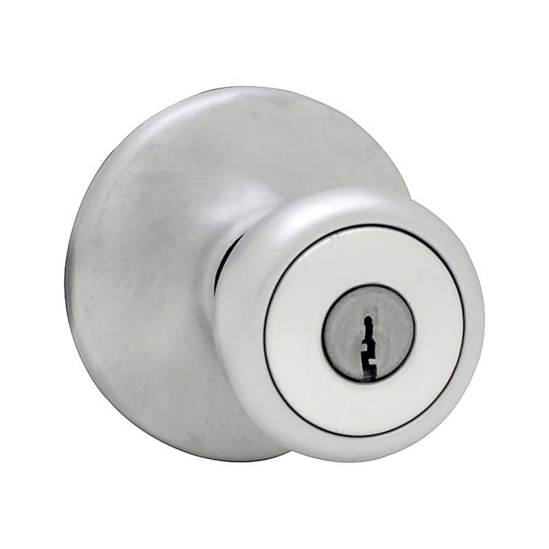Kwikset Mobile Home Traditional Satin Chrome Entry Door Knob 1-3/4 in.