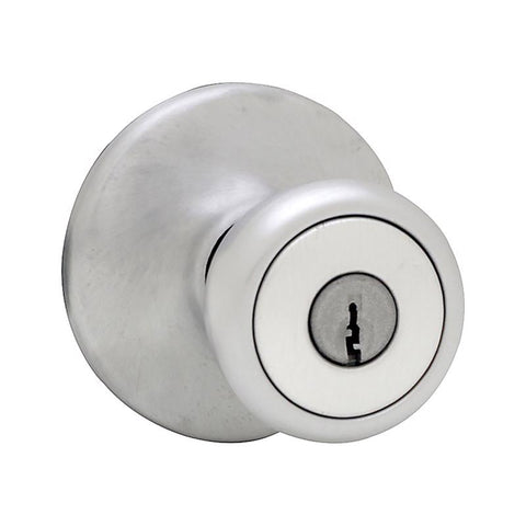 Kwikset Mobile Home Traditional Satin Chrome Entry Door Knob 1-3/4 in.