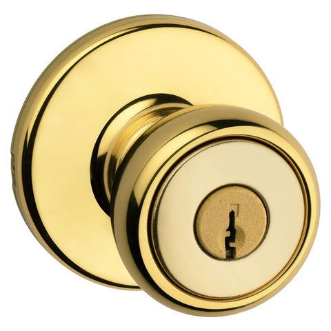 Kwikset Tylo Polished Brass Entry Door Knob 1-3/4 in.