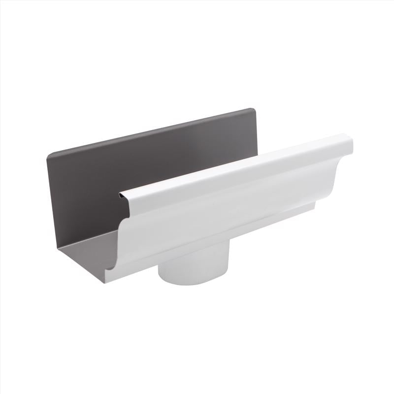 Amerimax 3.5 in. H X 5 in. W X 10 in. L White Aluminum K End w/Drop
