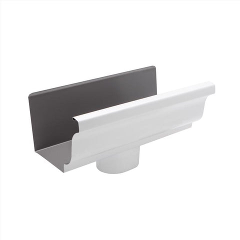 Amerimax 3.5 in. H X 5 in. W X 10 in. L White Aluminum K End w/Drop