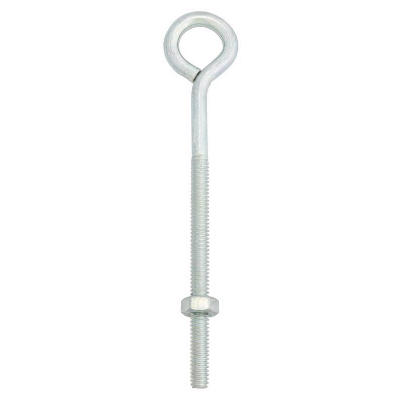 Hampton 1/4 in. X 5 in. L Zinc-Plated Steel Eyebolt with Nut Nut Included (Pack of 10)
