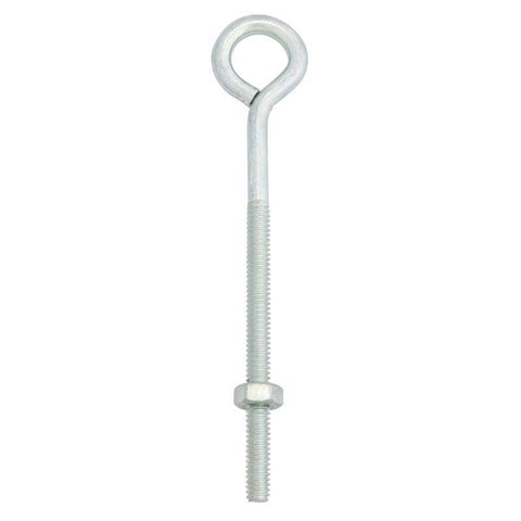 Hampton 1/4 in. X 5 in. L Zinc-Plated Steel Eyebolt with Nut Nut Included (Pack of 10)