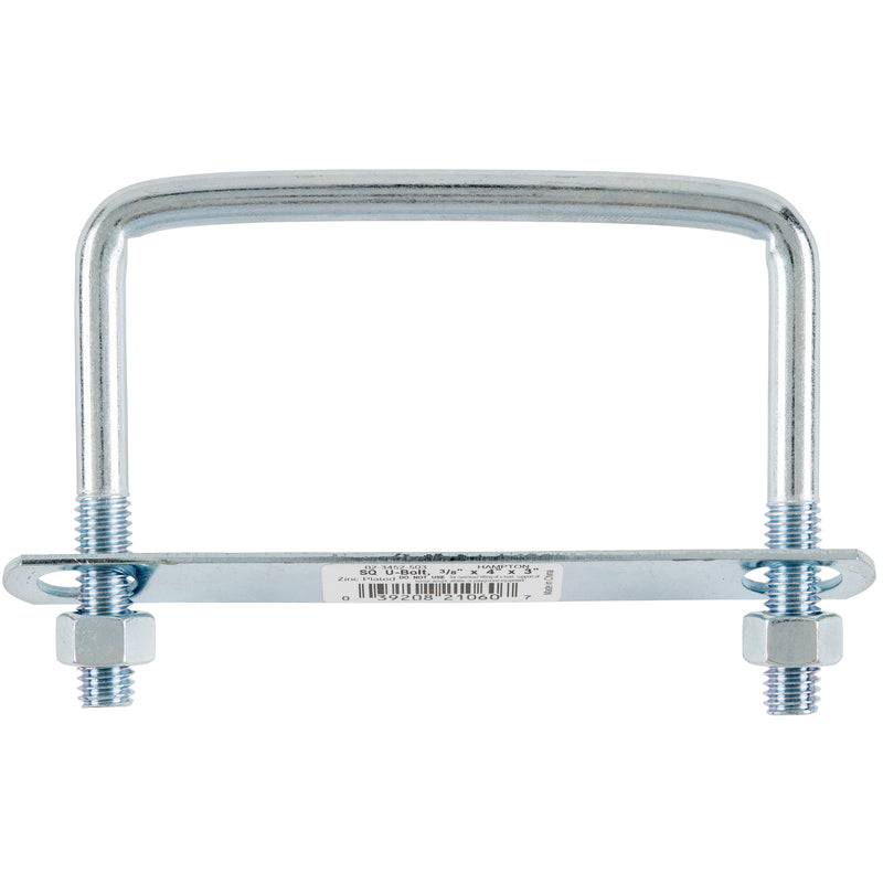 Hampton 3/8 in. X 4 in. W X 3 in. L Coarse Zinc-Plated Steel Square Bend U Bolt (Pack of 10)