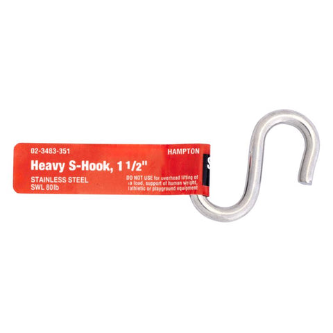 Hampton Medium Silver Stainless Steel 1.43 in. L S-Hook 40 lb 1 pk (Pack of 20)