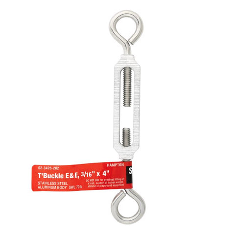Hampton Zinc-Plated Stainless Steel 0.154 in. D Turnbuckle 70 lb 4 in. L (Pack of 5)