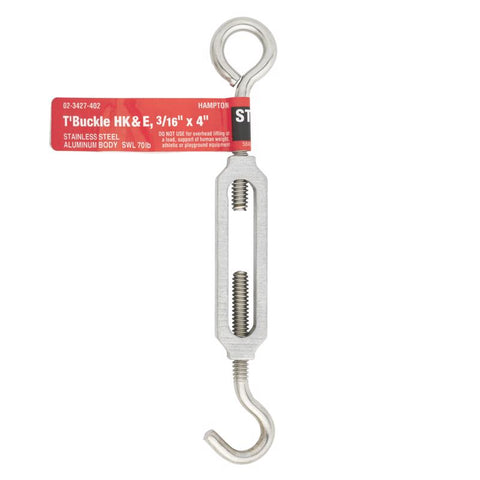Hampton Zinc-Plated Stainless Steel 0.154 in. D Turnbuckle 70 lb 4 in. L (Pack of 5)