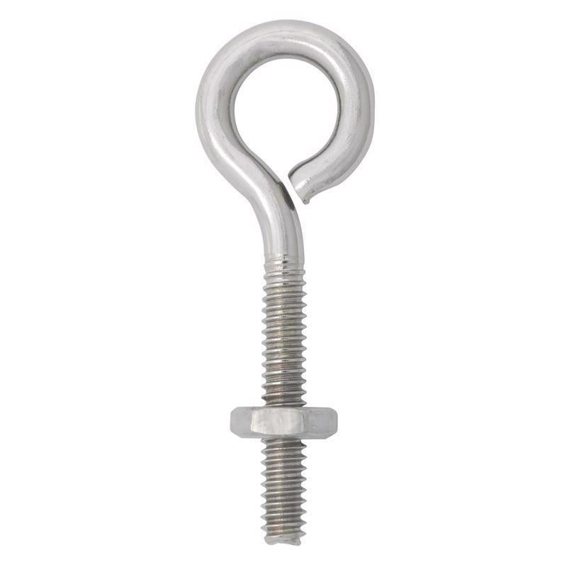 Hampton 3/16 in. X 2 in. L Stainless Stainless Steel Eyebolt Nut Included (Pack of 10)