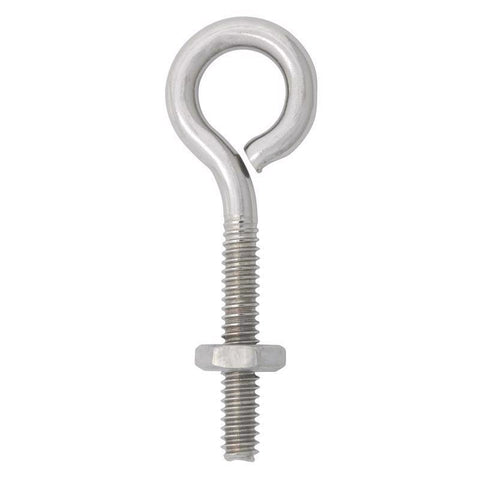 Hampton 3/16 in. X 2 in. L Stainless Stainless Steel Eyebolt Nut Included (Pack of 10)