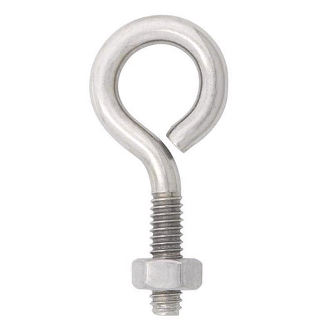 Hampton 1/4 in. X 2 in. L Stainless Stainless Steel Eyebolt with Nut Nut Included (Pack of 10)