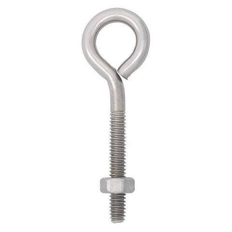Hampton 1/4 in. X 3 in. L Stainless Stainless Steel Eyebolt Nut Included (Pack of 10)