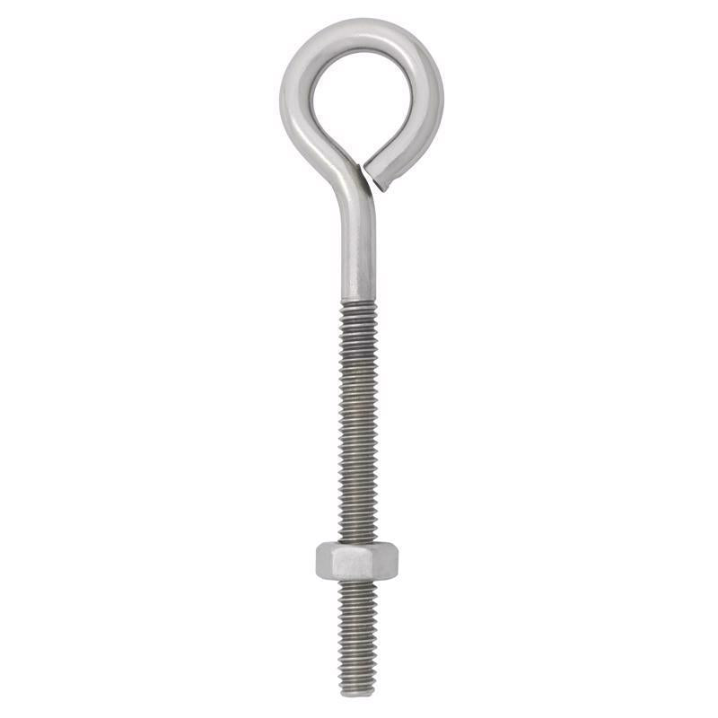 Hampton 1/4 in. X 4 in. L Stainless Stainless Steel Eyebolt Nut Included (Pack of 10)