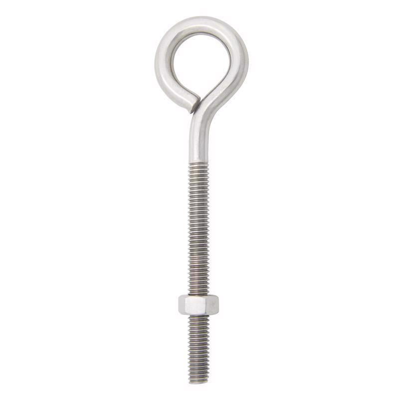 Hampton 5/16 in. X 5 in. L Stainless Stainless Steel Eyebolt Nut Included (Pack of 5)