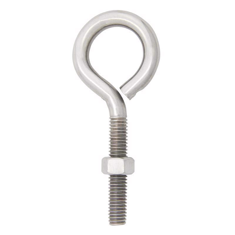 Hampton 3/8 in. X 4 in. L Stainless Stainless Steel Eyebolt Nut Included (Pack of 5)