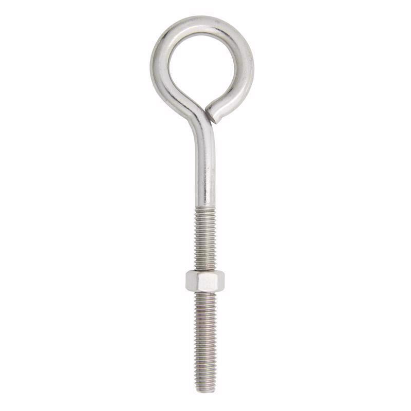 Hampton 3/8 in. X 6 in. L Stainless Stainless Steel Eyebolt Nut Included (Pack of 5)