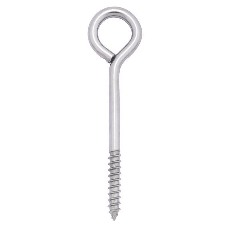 Hampton 1/4 in. X 3-3/4 in. L Stainless Stainless Steel Lag Thread Eyebolt (Pack of 5)