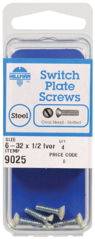 HILLMAN No. 6-32 Ga. X 1/2 in. L Slotted Oval Head Steel Machine Screws 4 pk (Pack of 10)