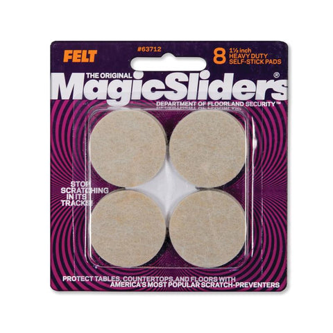 Magic Sliders Felt Self Adhesive Protective Pads Oatmeal Round 1-1/2 in. W X 1-1/2 in. L 8 pk (Pack of 6)