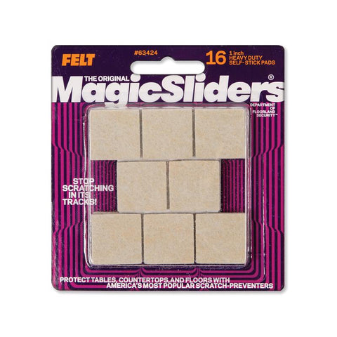 Magic Sliders Felt Self Adhesive Caster Cup Oatmeal Square 1 in. W X 1 in. L 16 pk (Pack of 6)