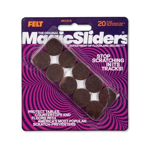 Magic Sliders Felt Self Adhesive Protective Pads Brown Round 3/4 in. W X 3/4 in. L 20 pk (Pack of 6)