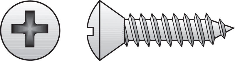 HILLMAN No. 4 Ga. X 1/2 in. L Phillips Oval Head Sheet Metal Screws 100 pk