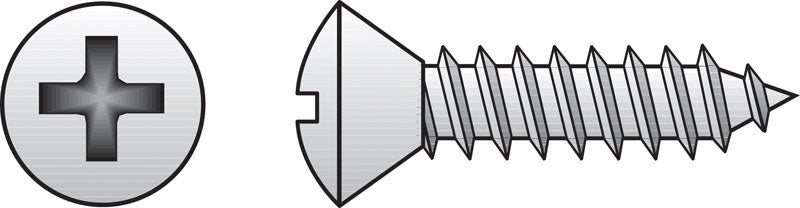 Hillman No. 8 Ga. X 2 in. L Phillips Oval Head Sheet Metal Screws 100 pk