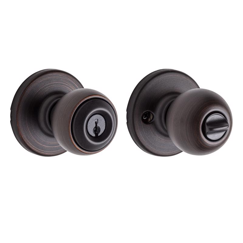 Kwikset Polo Traditional Venetian Bronze Entry Door Knob 1-3/4 in.