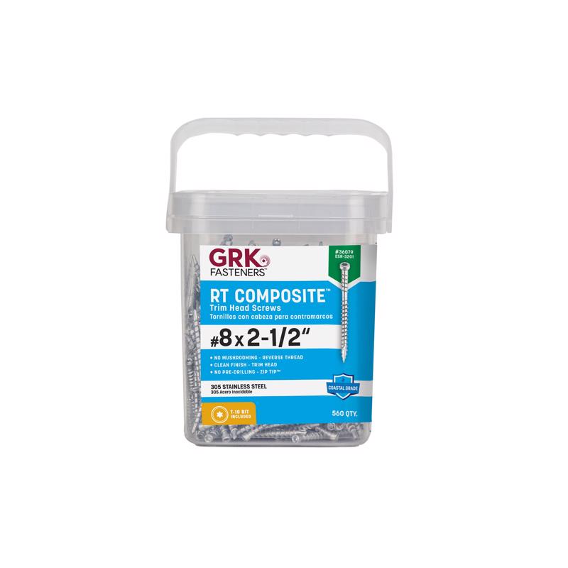 Tornillos de fijación GRK No. 8 X 2-1/2 pulg. de largo Star Climatek, tornillos de revestimiento gruesos, paquete de 560
