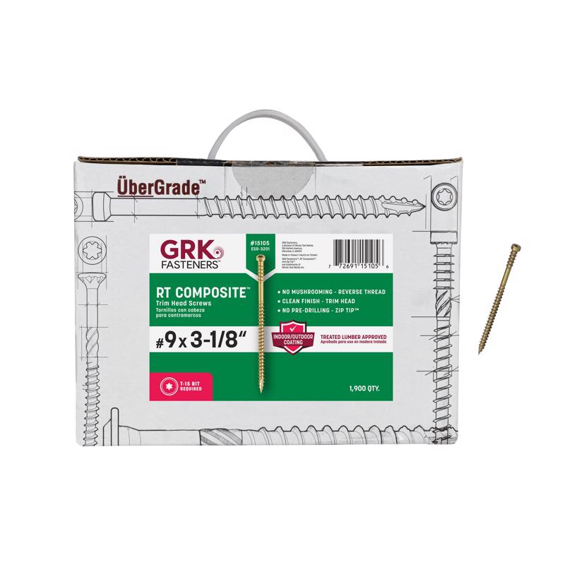 GRK Fasteners No. 9 X 3-1/8 in. L Star Climatek Coarse Trim Screws 1900 pk