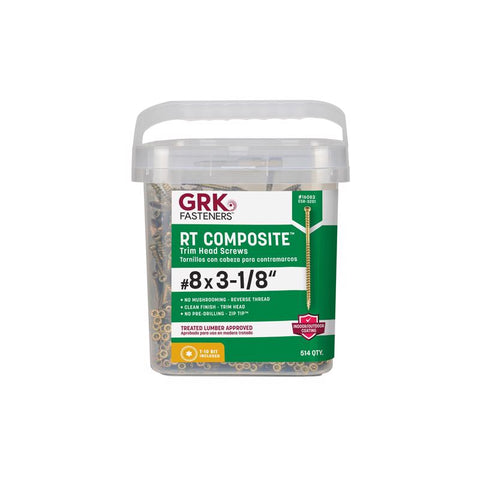 Tornillos de fijación GRK No. 8 X 3-1/8 pulg. de largo Star Climatek, tornillos gruesos para molduras, paquete de 514