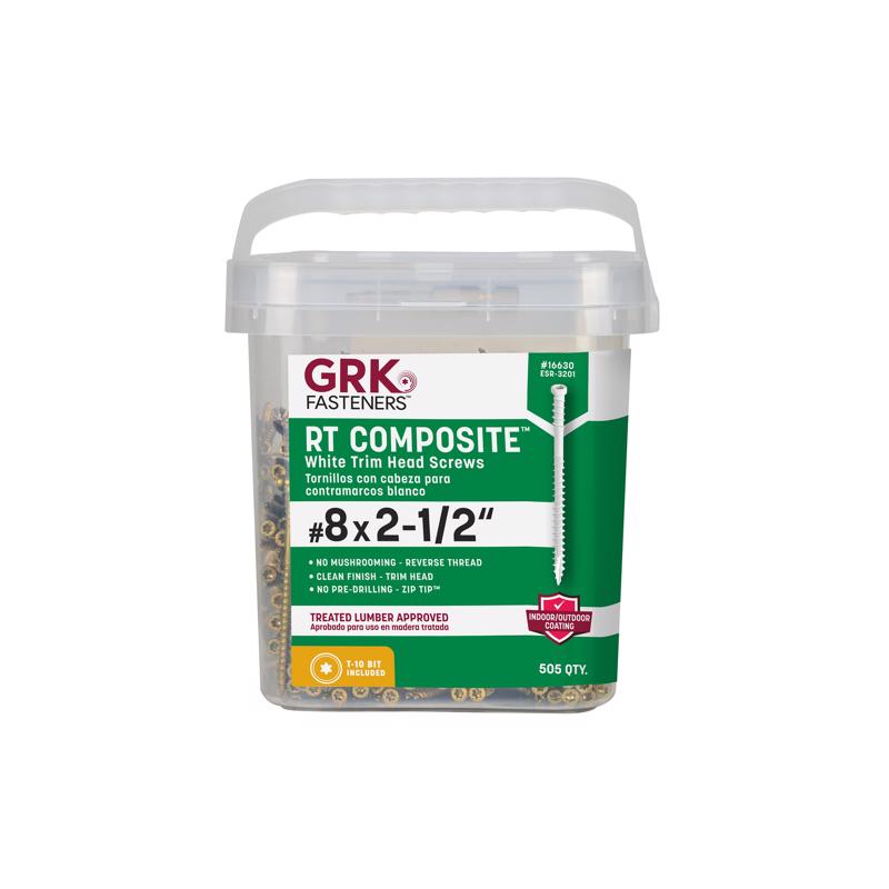 Tornillos de fijación GRK No. 8 X 2-1/2 pulg. L Star Climatek Tornillos de moldura gruesos 505 pquete